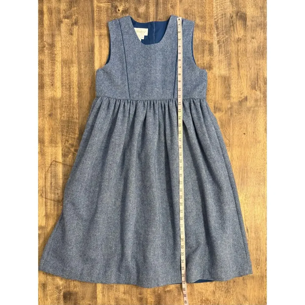 Strasburg Dress Wool Cottagecore Sleeveless Back Buttons Blue Girls Youth 10
